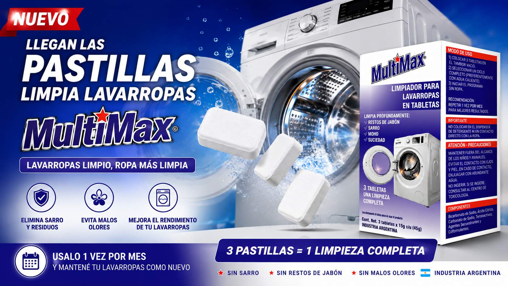 Nuevas Pastillas Limpia Lavarropas